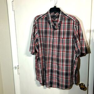 George men’s shirt, button-down, short sleeve plaid,